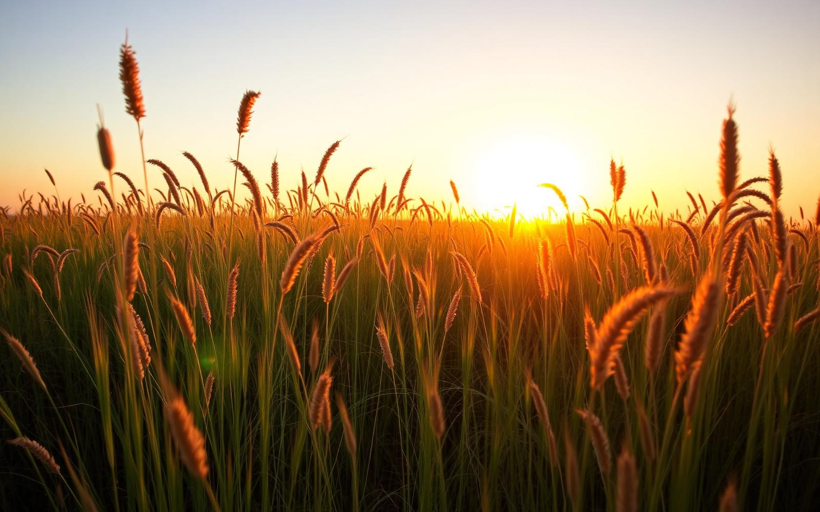 Golden tallgrass prairie of big bluestem and indiangrass at sunset — Clarity Seed Farms CRP mix