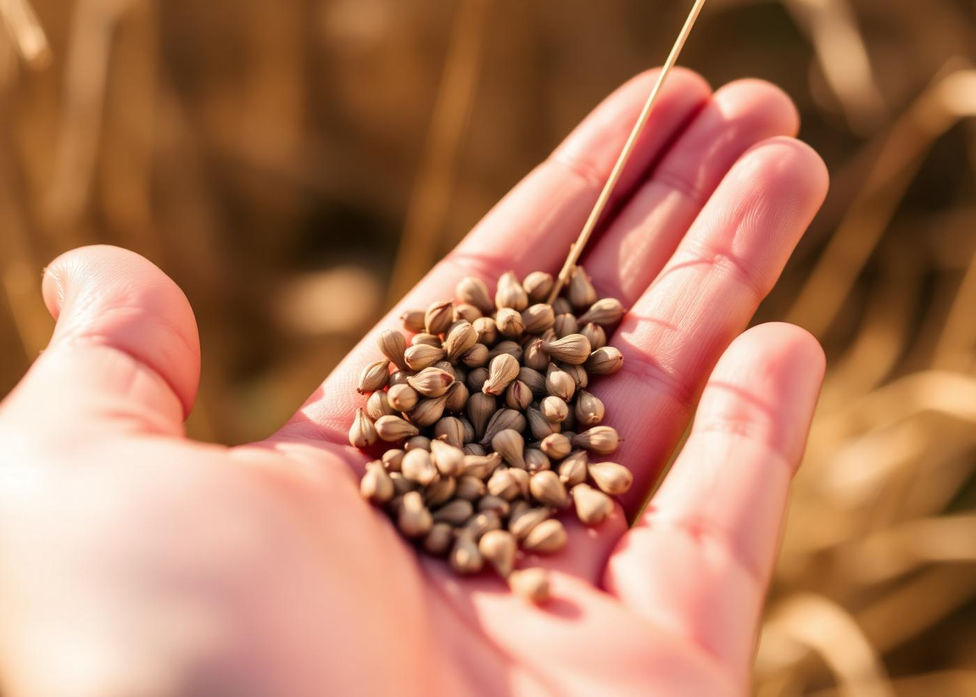 Hand holding native prairie seed
